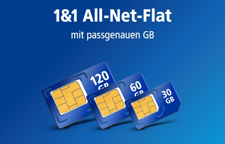 1&1 All-Net-Flat Tarife mit 30, 60 und 120 GB - Teaser