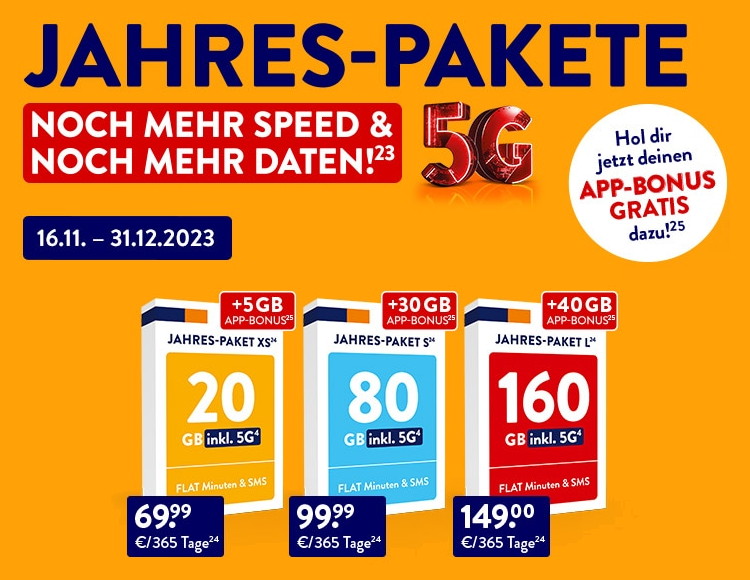 Aldi Talk Jahrespakete mit App-Bonus
