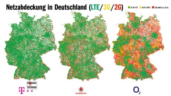 Netzabdeckung in Deutschland (Bild: Computer Bild) Netzabdeckung in Deutschland