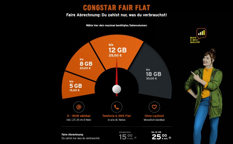congstar Fair Flat Datenstufen