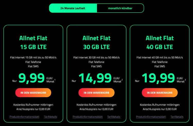 DR.SIM Tarife mit 24 Monaten Laufzeit