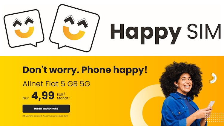 Happy SIM Logo und Tarif-Teaser