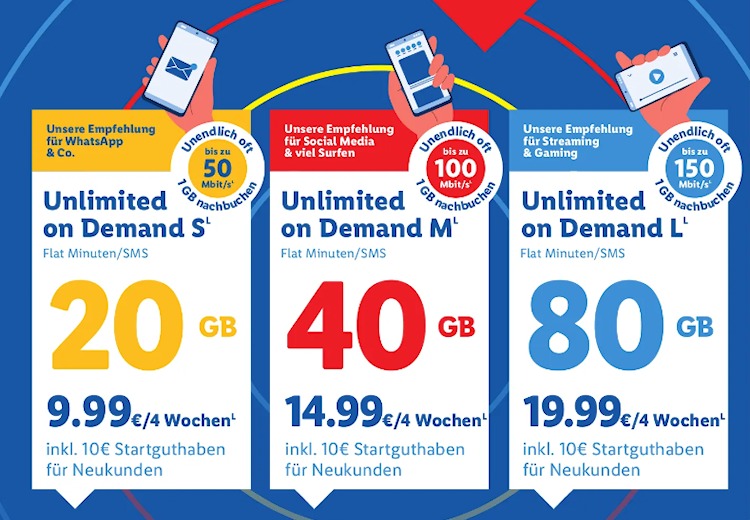 Neue Lidl Connect Unlimited on Demand Tarife