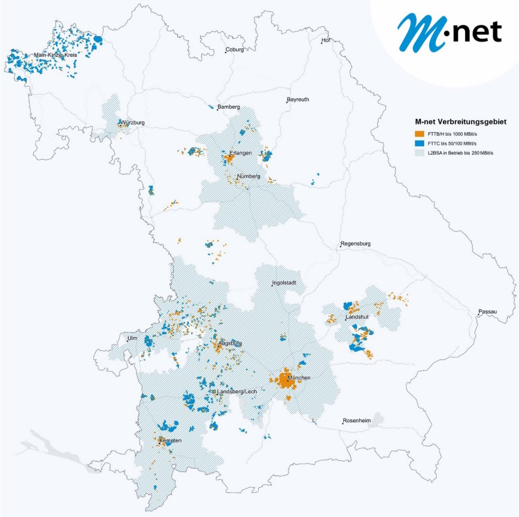 M-net Verbreitungsgebiet - Stand: August 2023