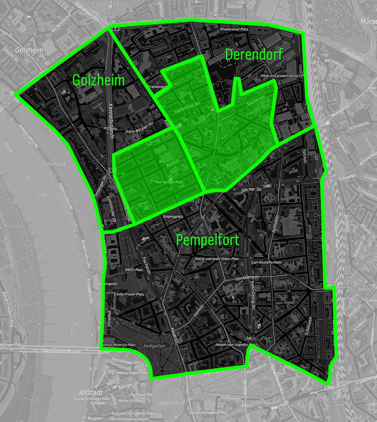 net.D Ausbaukarte Golzheim, Derendorf und Pempelfort