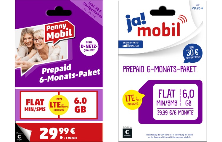 6-Monats-Paket von Penny Mobil und ja! Mobil
