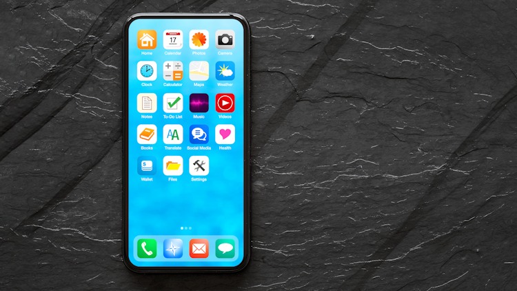 Smartphone mit Apps auf dem Homescreen