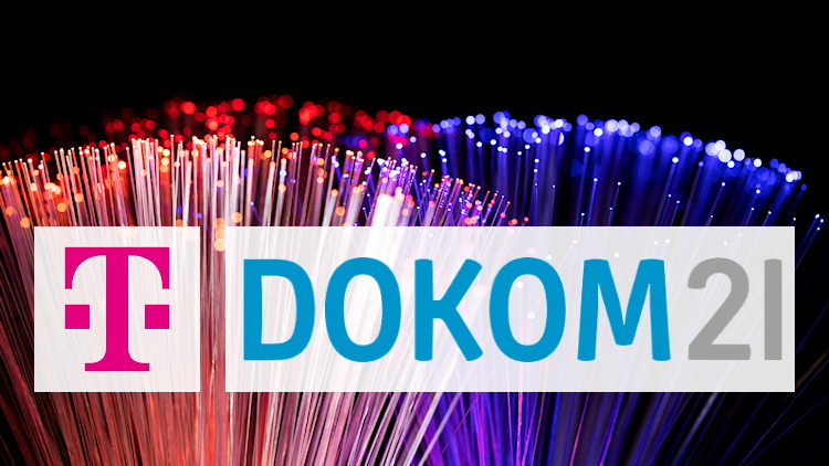 Telekom übernimmt Glasfasernetz von DOKOM21 in Essen Logos von Telekom und DOKOM21