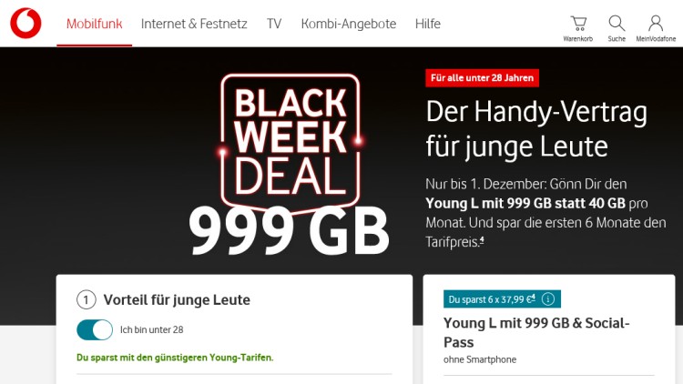 Vodafone Young L mit 999 GB