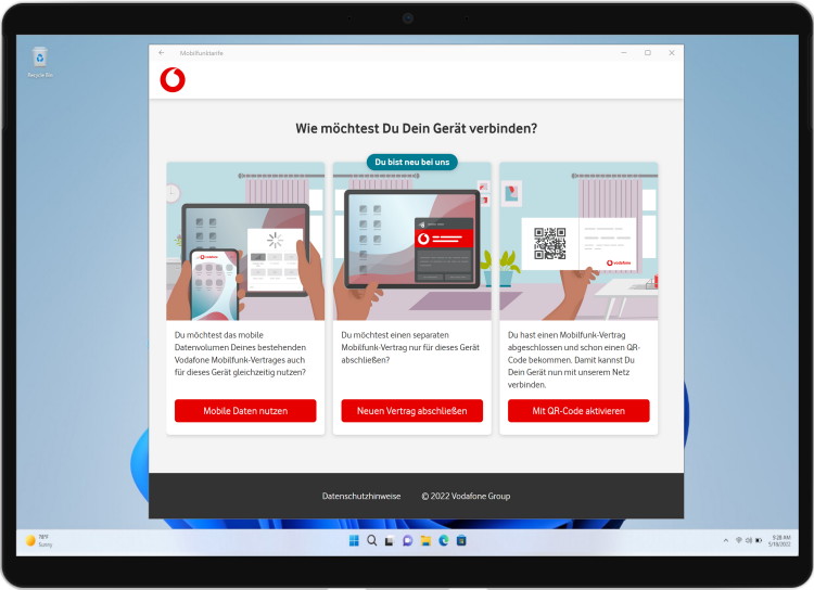 Mobilfunktarife für Tablet und Notebook mit Windows 11 und eSIM jetzt unterwegs buchen