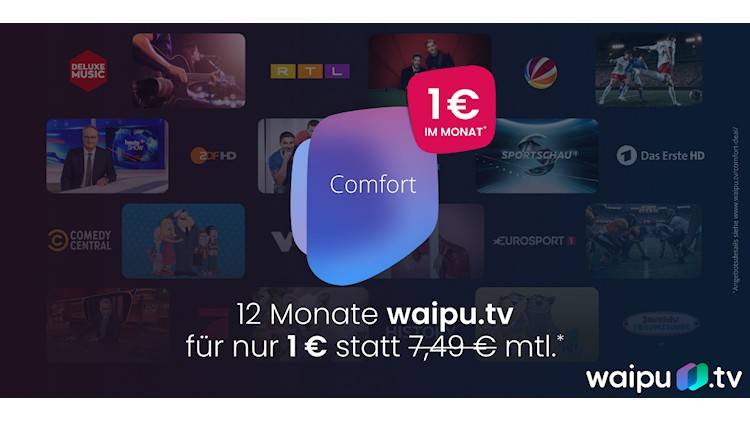 waipu.tv Comfort für 1 Euro monatlich