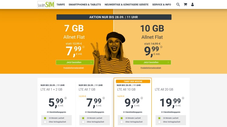 winSIM: 10 GB Datenvolumen für 9,99 Euro