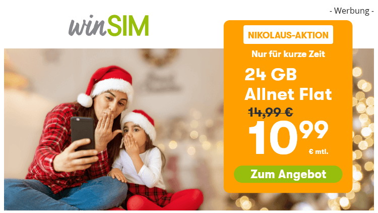 winSIM: 24 GB Allnet Flat für 10,99 Euro