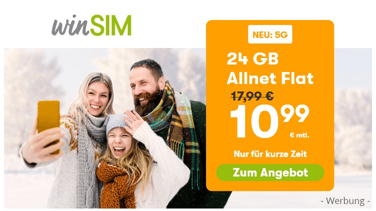 winSIM: 24 GB Allnet Flat für 10,99 Euro
