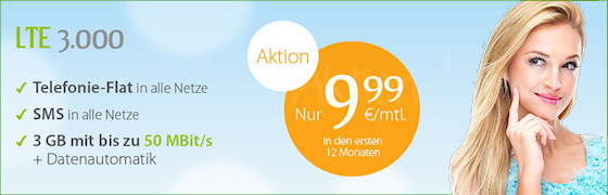 winSIM LTE 3000 Tarif mit Datenautomatik zum Aktionspreis
